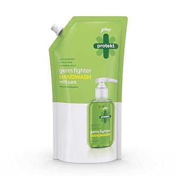 Godrej Protekt Germ Fighter Handwash Refill Pack | Lime & Eucalyptus | Germ Protection & Soft on Hands - 725ml