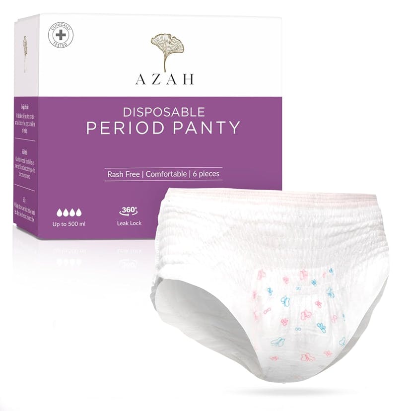 AZAH Period Panties For Women Leak Proof (Pack of 6) 500ml Absorbent Disposable Panties After Delivery and Night Period Panties With 360° Leak-Proof Technology | S-M
